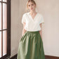 High Waist A-Line Linen Skirt LYON Midi Casual