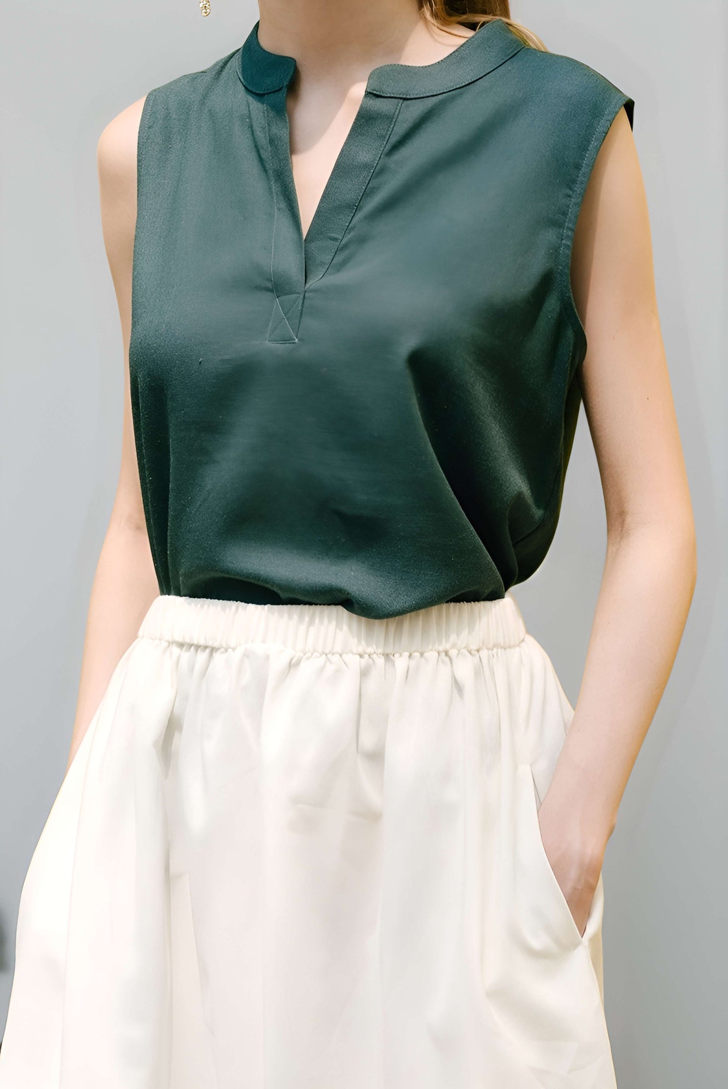 High Waist A-Line Linen Skirt LYON Midi Casual