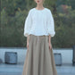 High Waist Linen Long Skirt BAYONNE with Pockets