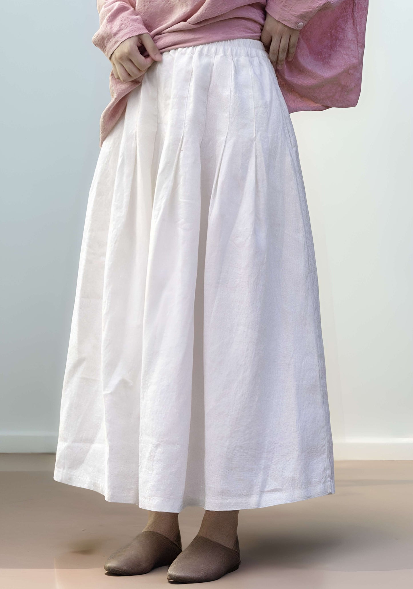 High Waist Linen Long Skirt BAYONNE with Pockets
