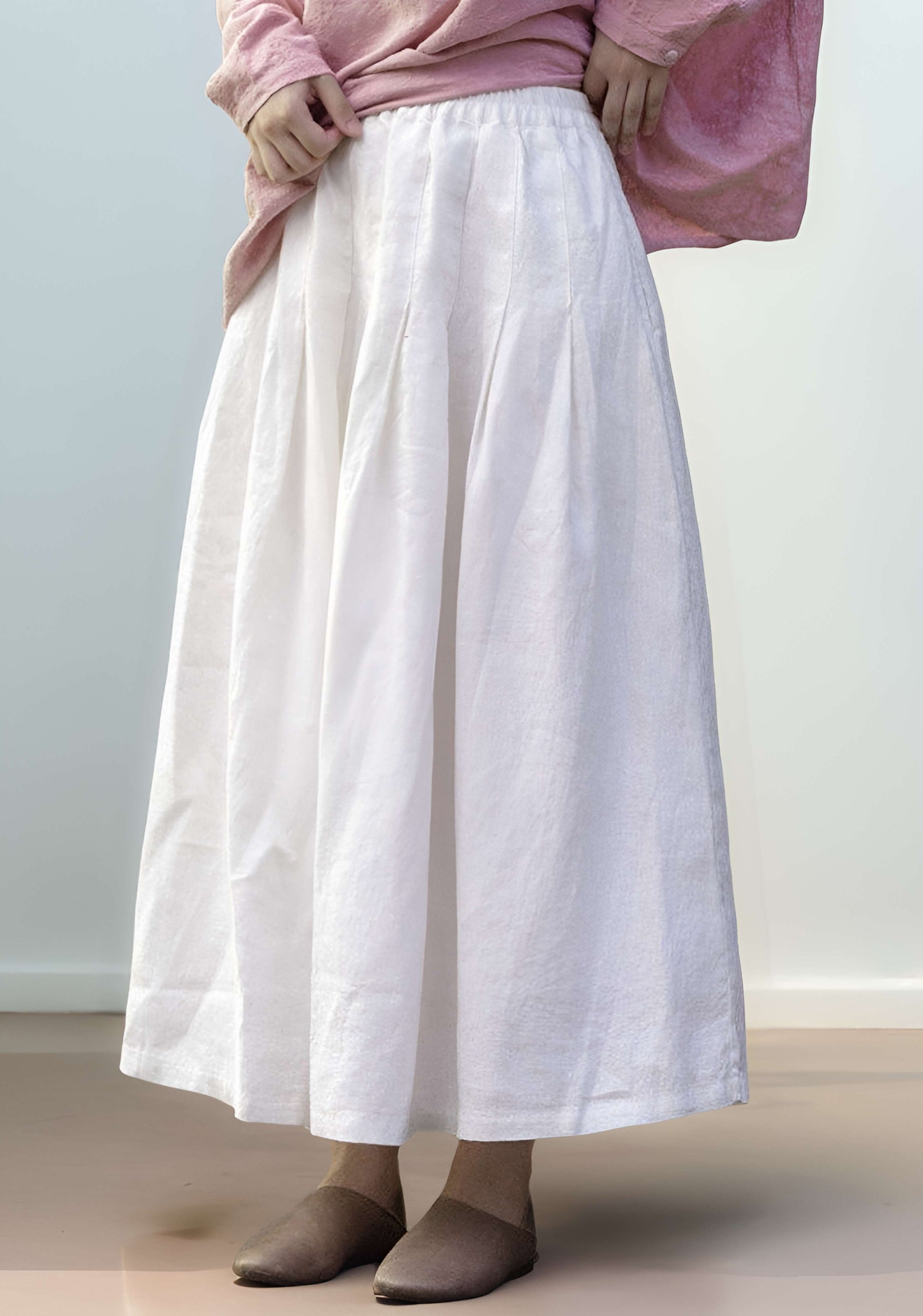 High Waist Linen Long Skirt BAYONNE with Pockets