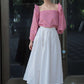 High Waist Linen Long Skirt BAYONNE with Pockets