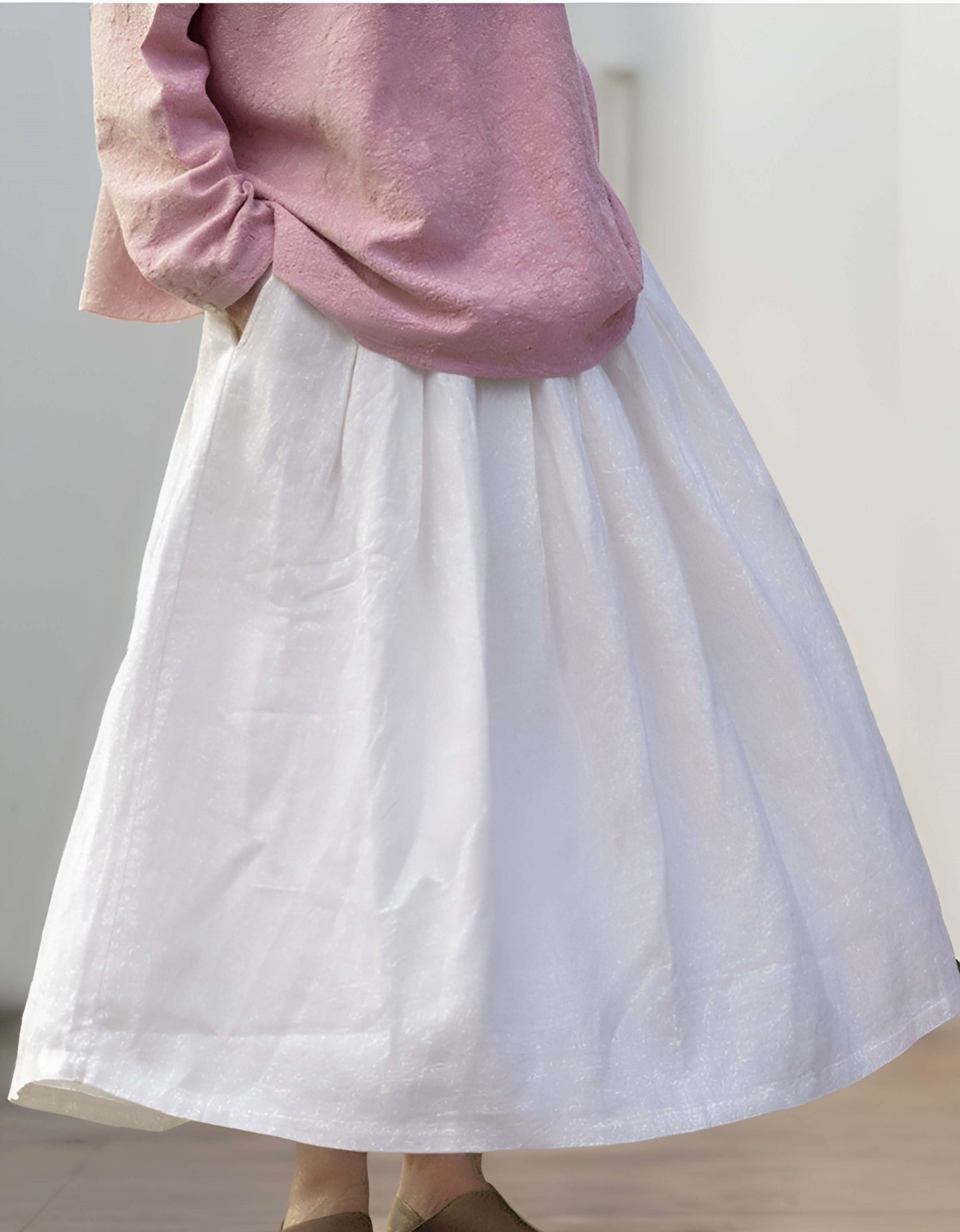 High Waist Linen Long Skirt BAYONNE with Pockets