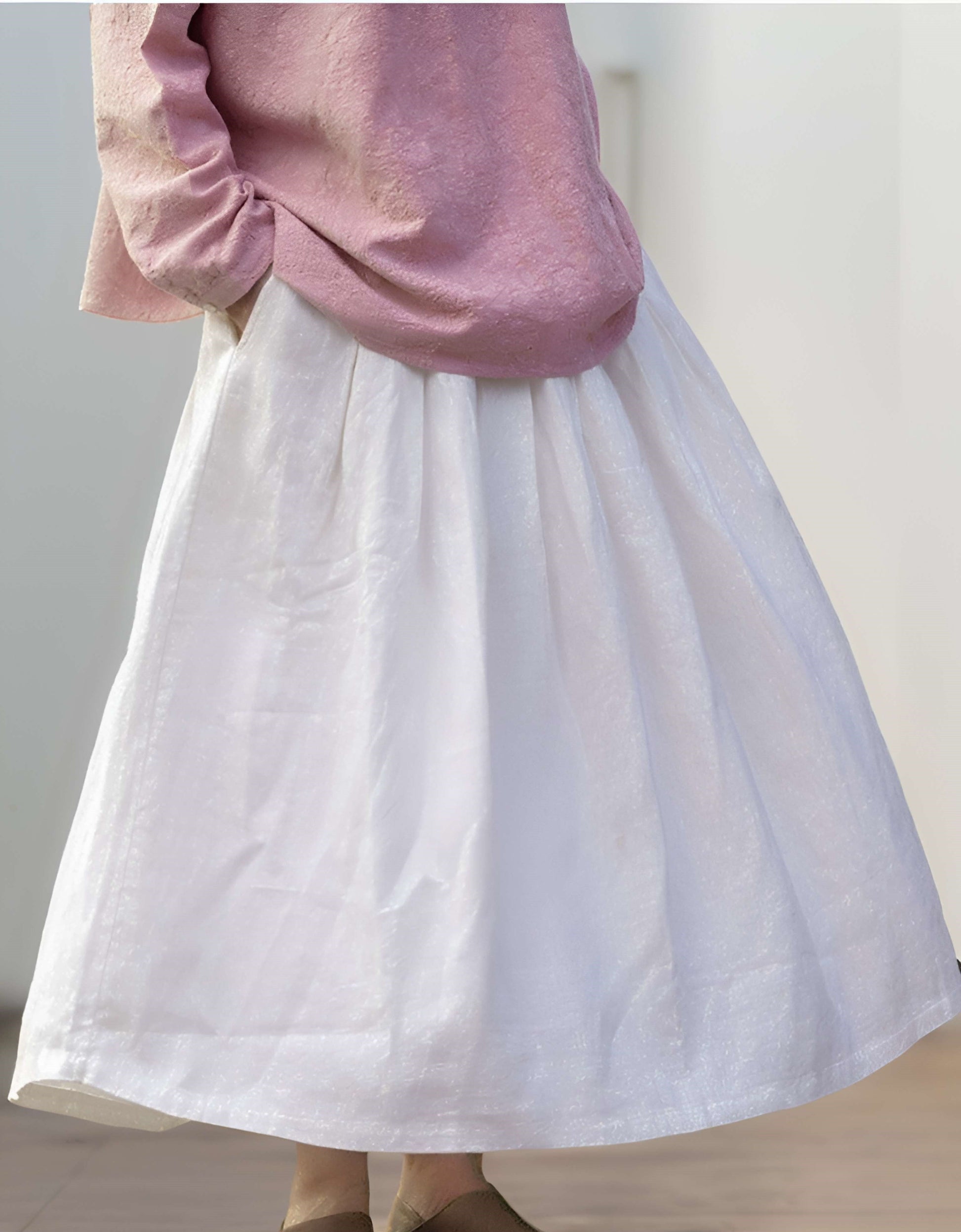 High Waist Linen Long Skirt BAYONNE with Pockets