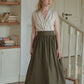 High Waist Linen Midi Skirt ANGERS Soft Flowy
