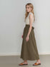 High Waist Linen Midi Skirt ANGERS Soft Flowy