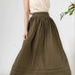 High Waist Linen Midi Skirt ANGERS Soft Flowy