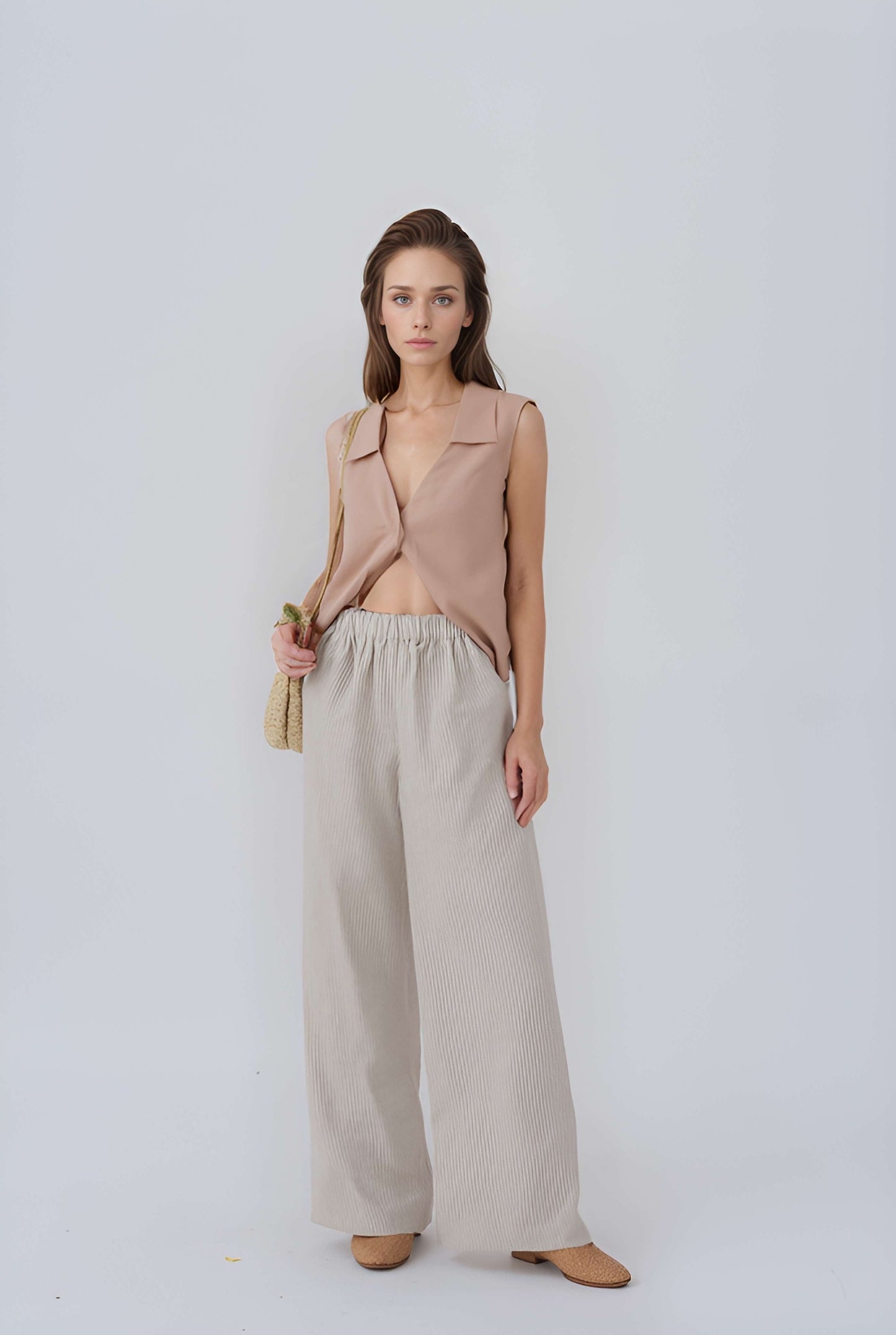 High Waist Wide Leg Linen Pants SEDONA Flowy