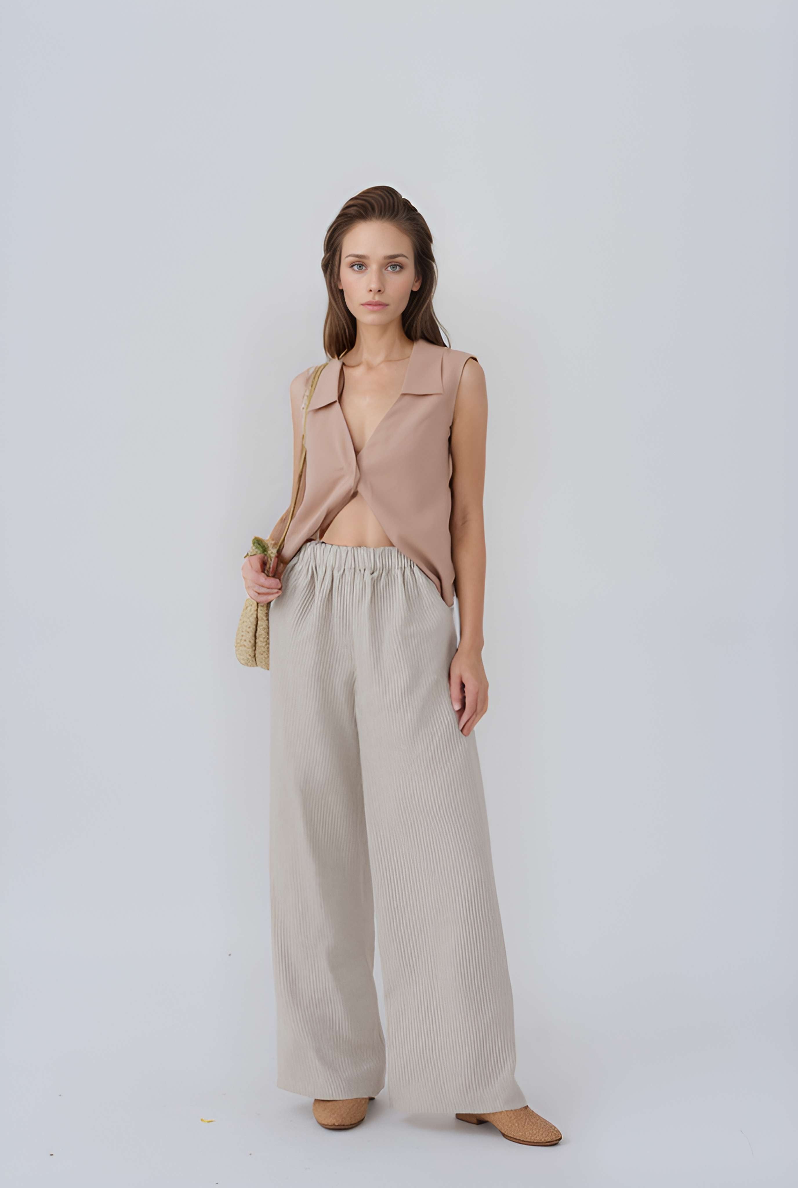 High Waist Wide Leg Linen Pants SEDONA Flowy