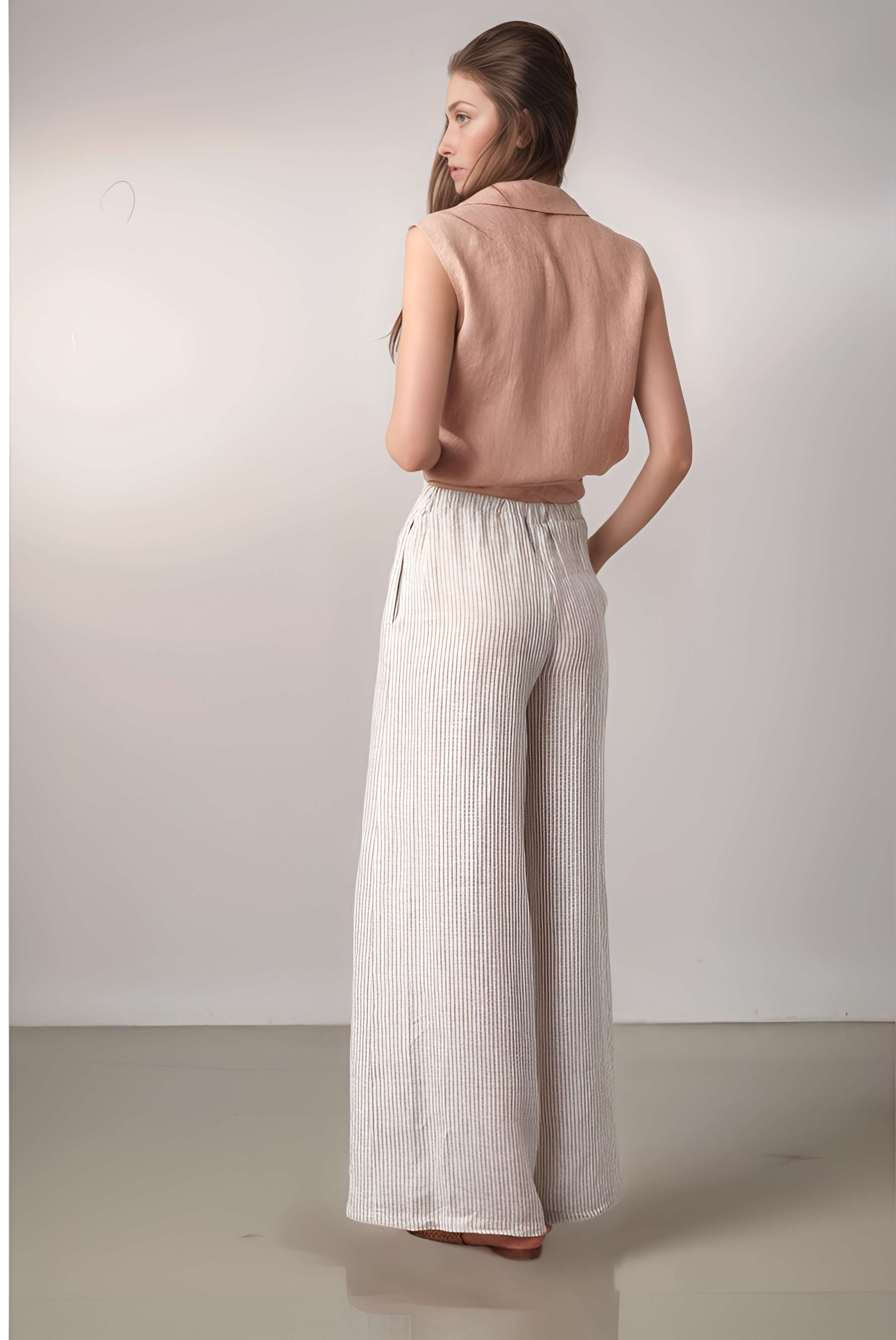 High Waist Wide Leg Linen Pants SEDONA Flowy