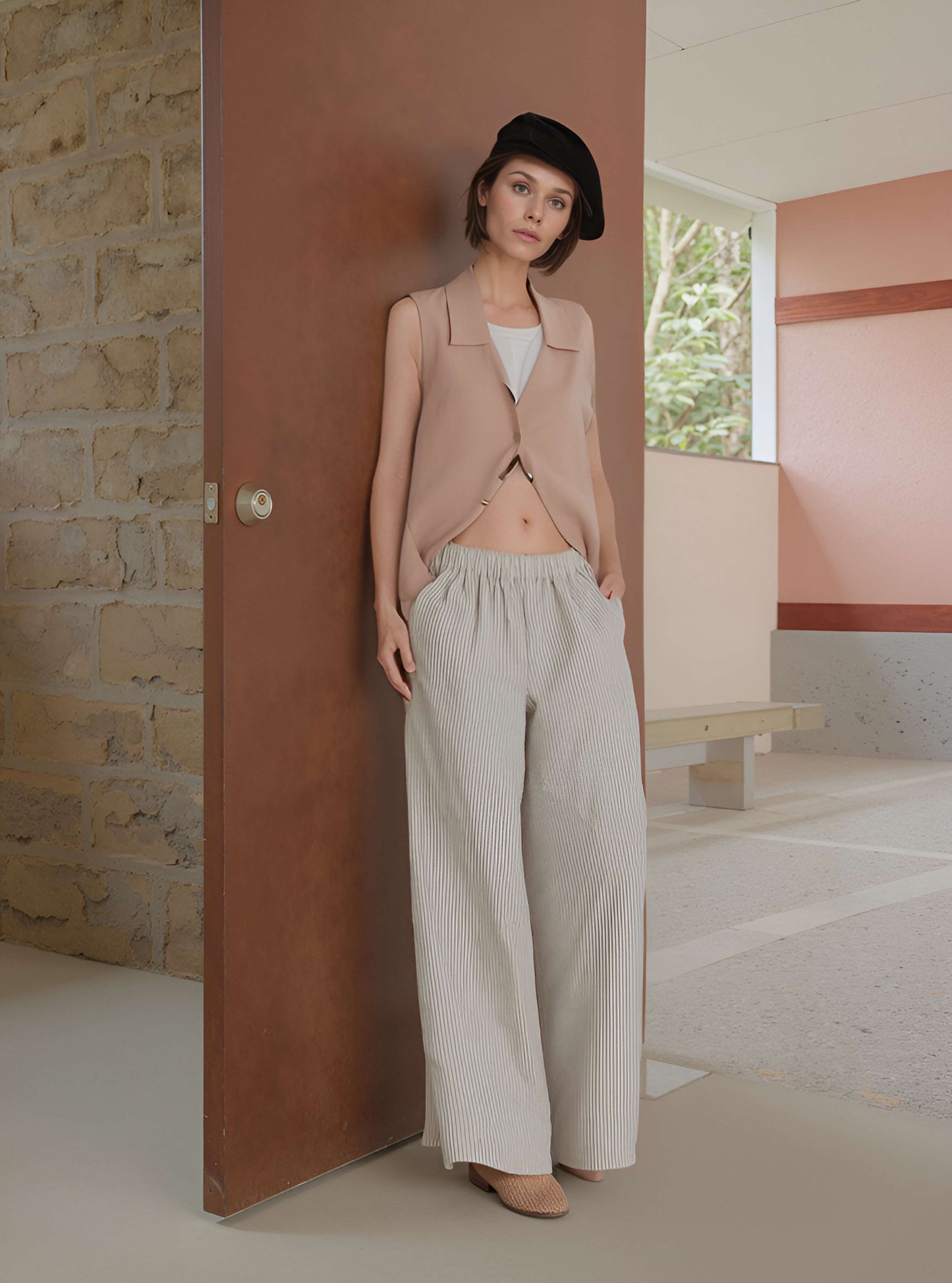 High Waist Wide Leg Linen Pants SEDONA Flowy