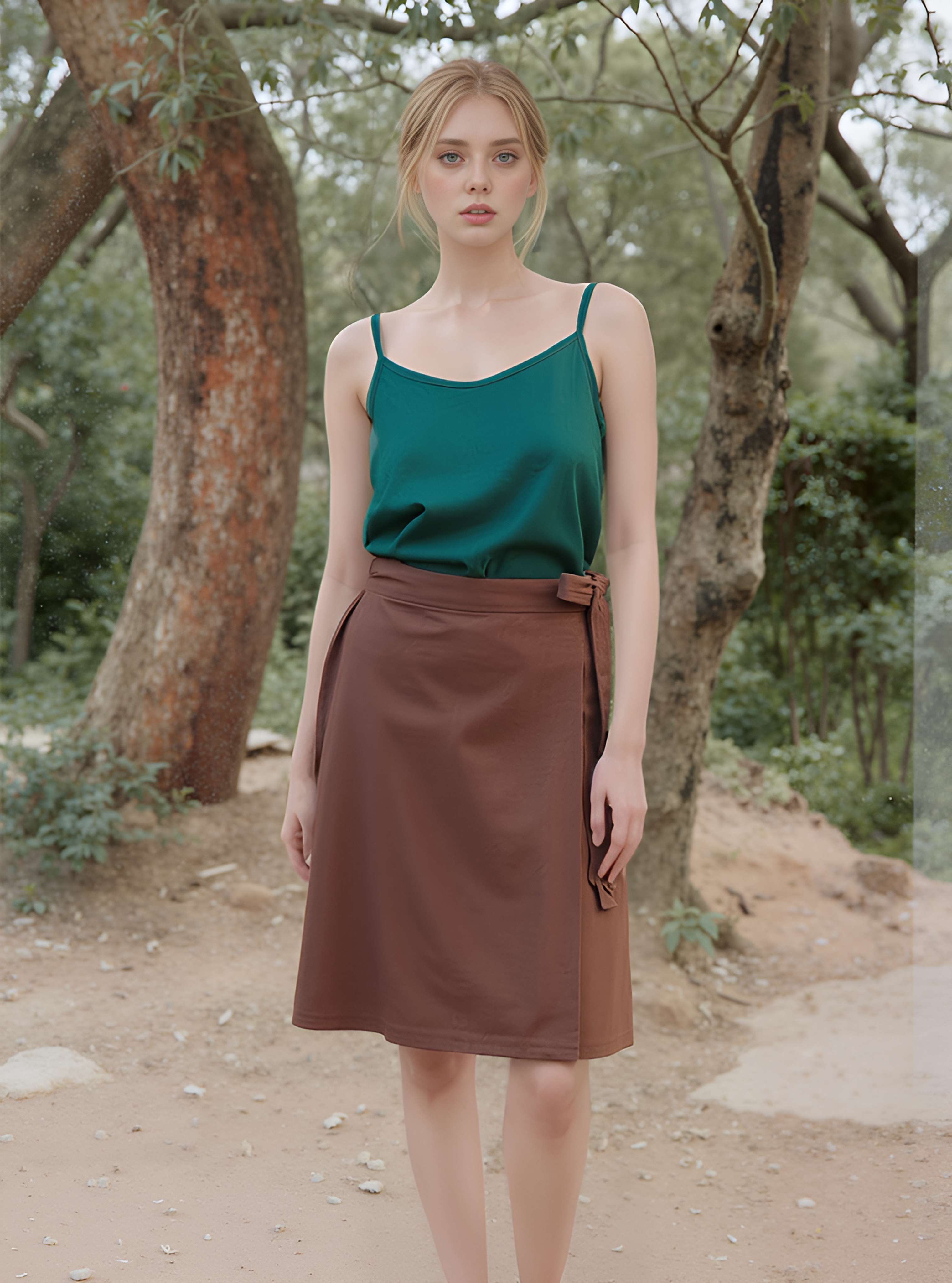 Knee Wrap Linen Skirt AJACCIO Side Tie Short