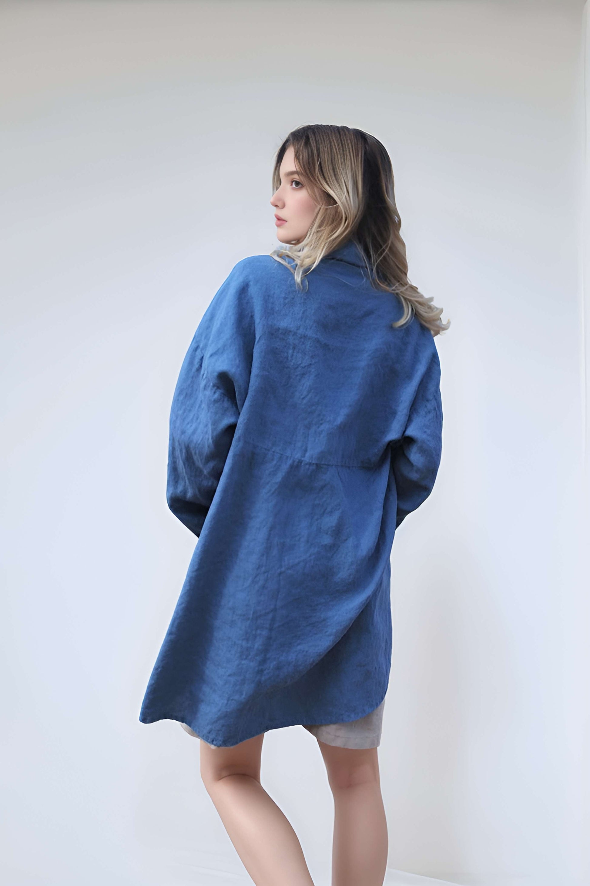 Linen Kimono Jacket TOULON with Pockets Long