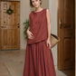 Linen Maxi Skirt DENALI Side Slit Gathered
