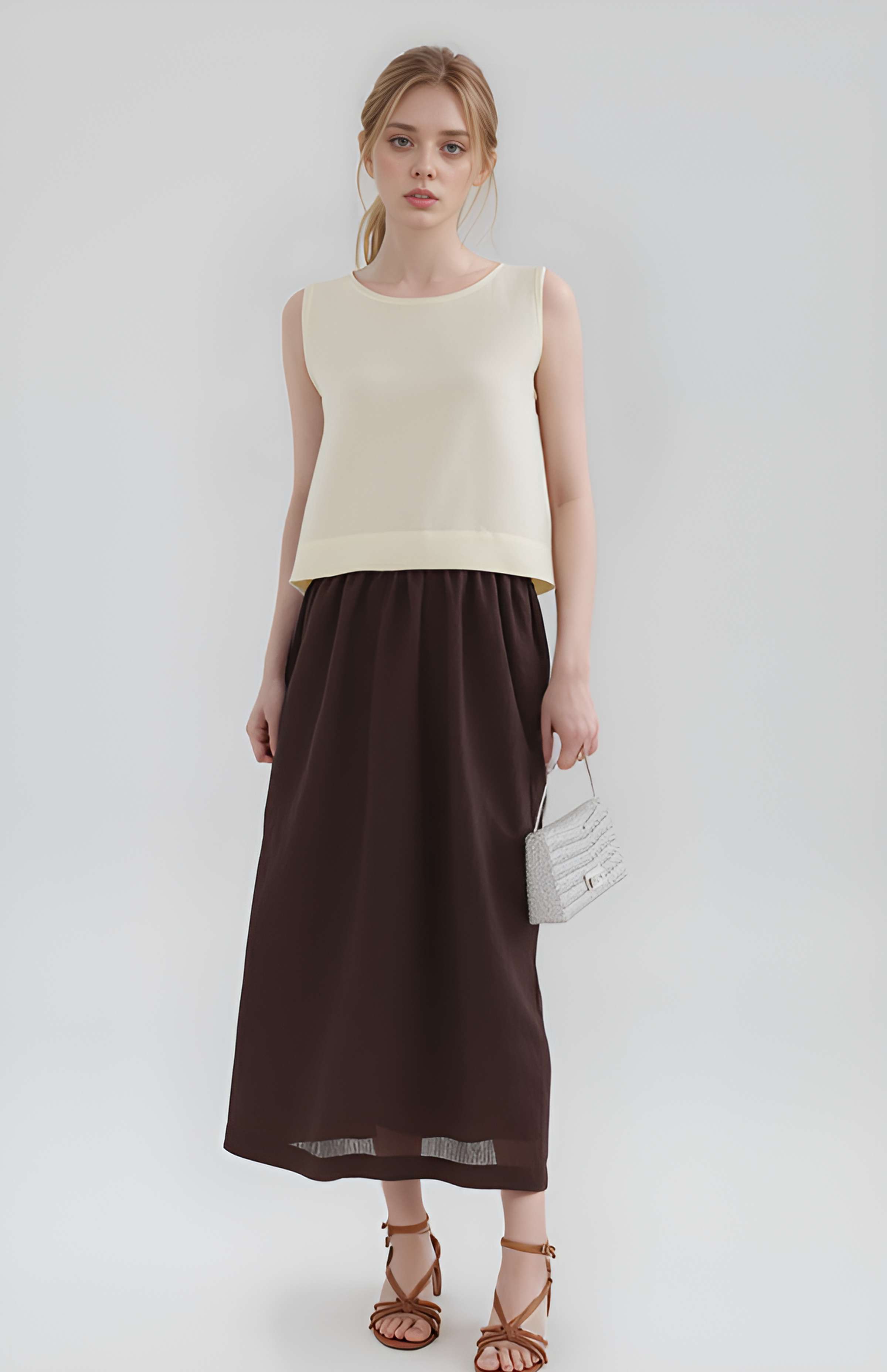 Long A-Line Linen Maxi Skirt TOULOUSE with Pockets