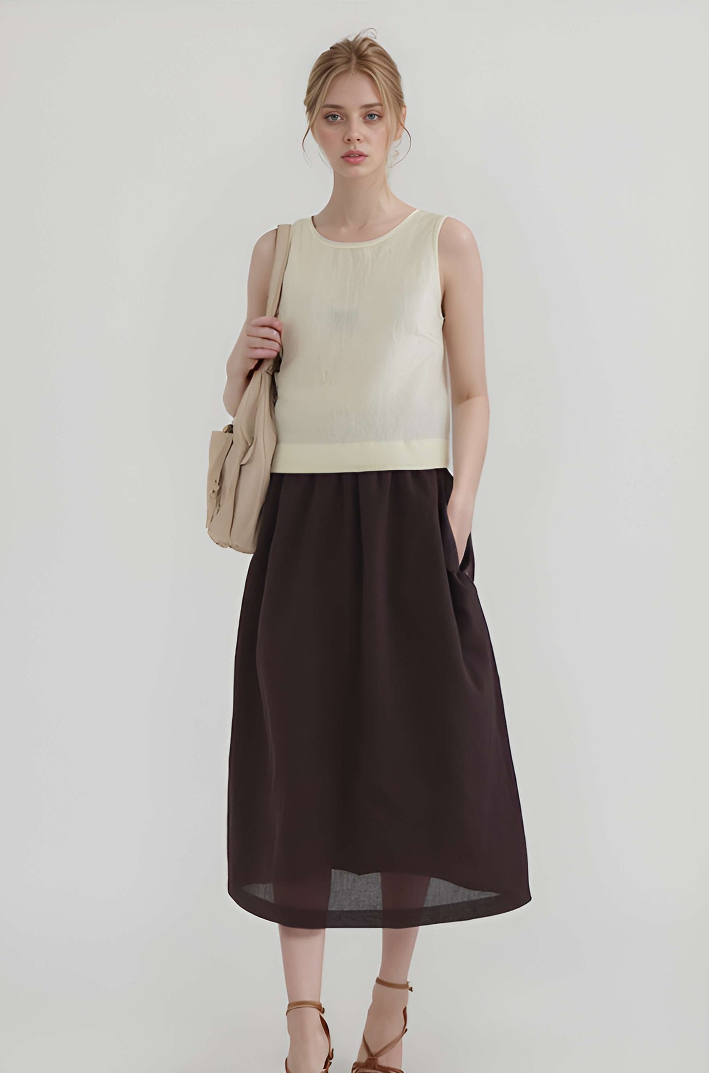 Long A-Line Linen Maxi Skirt TOULOUSE with Pockets