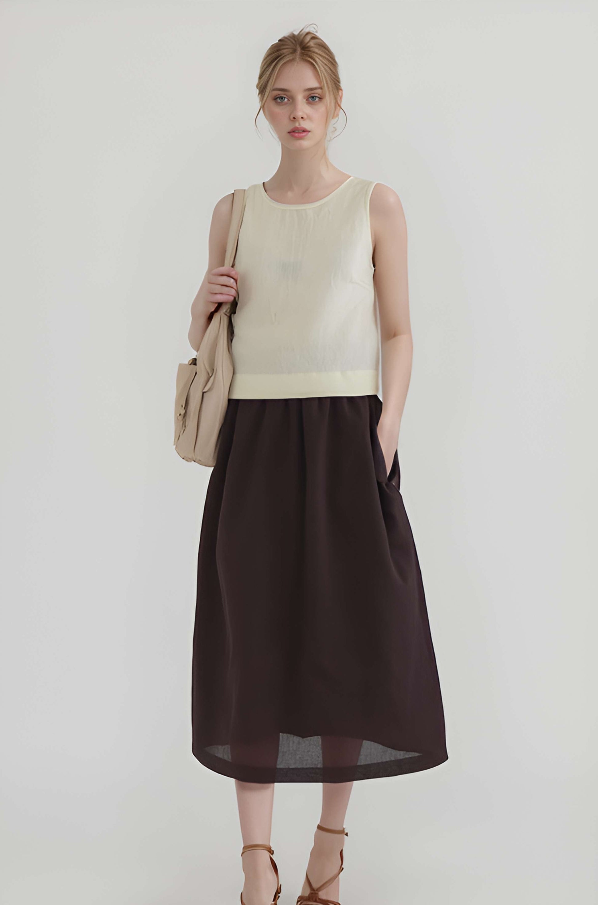 Long A-Line Linen Maxi Skirt TOULOUSE with Pockets