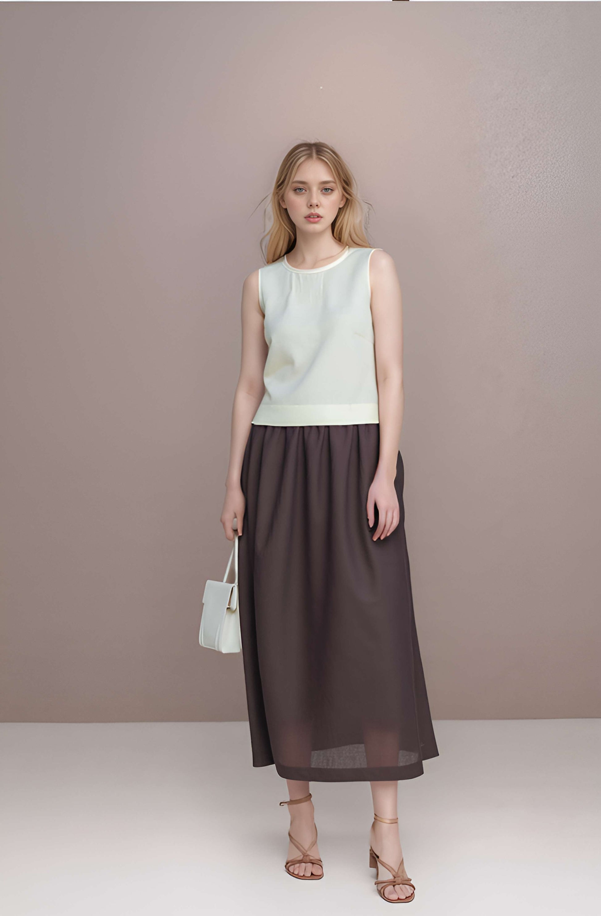 Long A-Line Linen Maxi Skirt TOULOUSE with Pockets