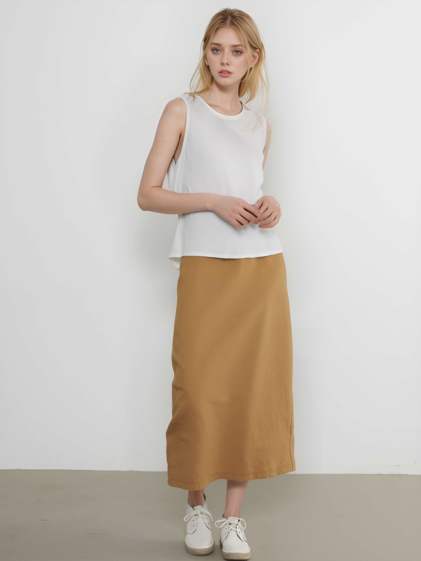 Long High Waist Linen Maxi Skirt REYKJAVIK Flowy