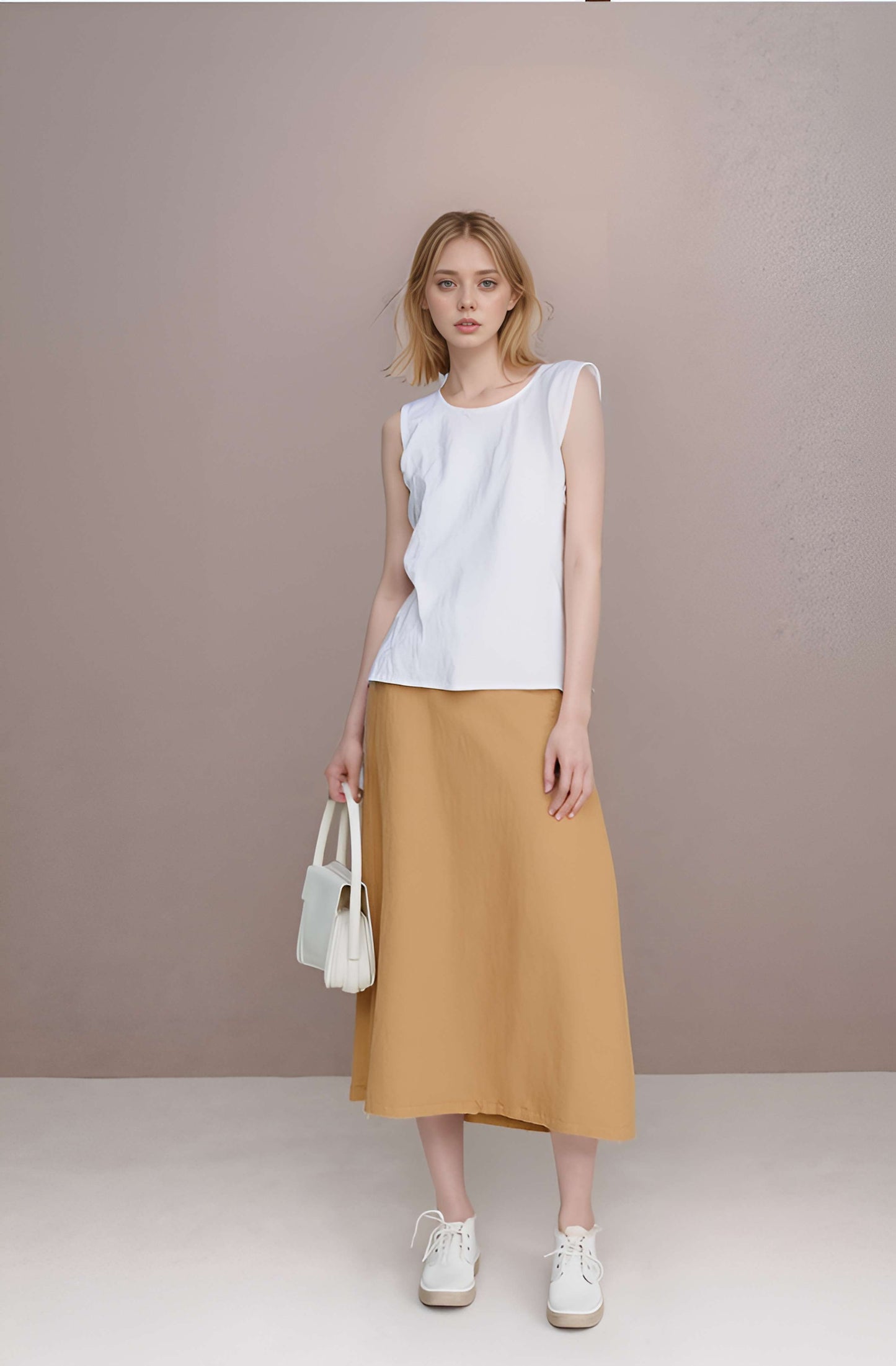 Long High Waist Linen Maxi Skirt REYKJAVIK Flowy