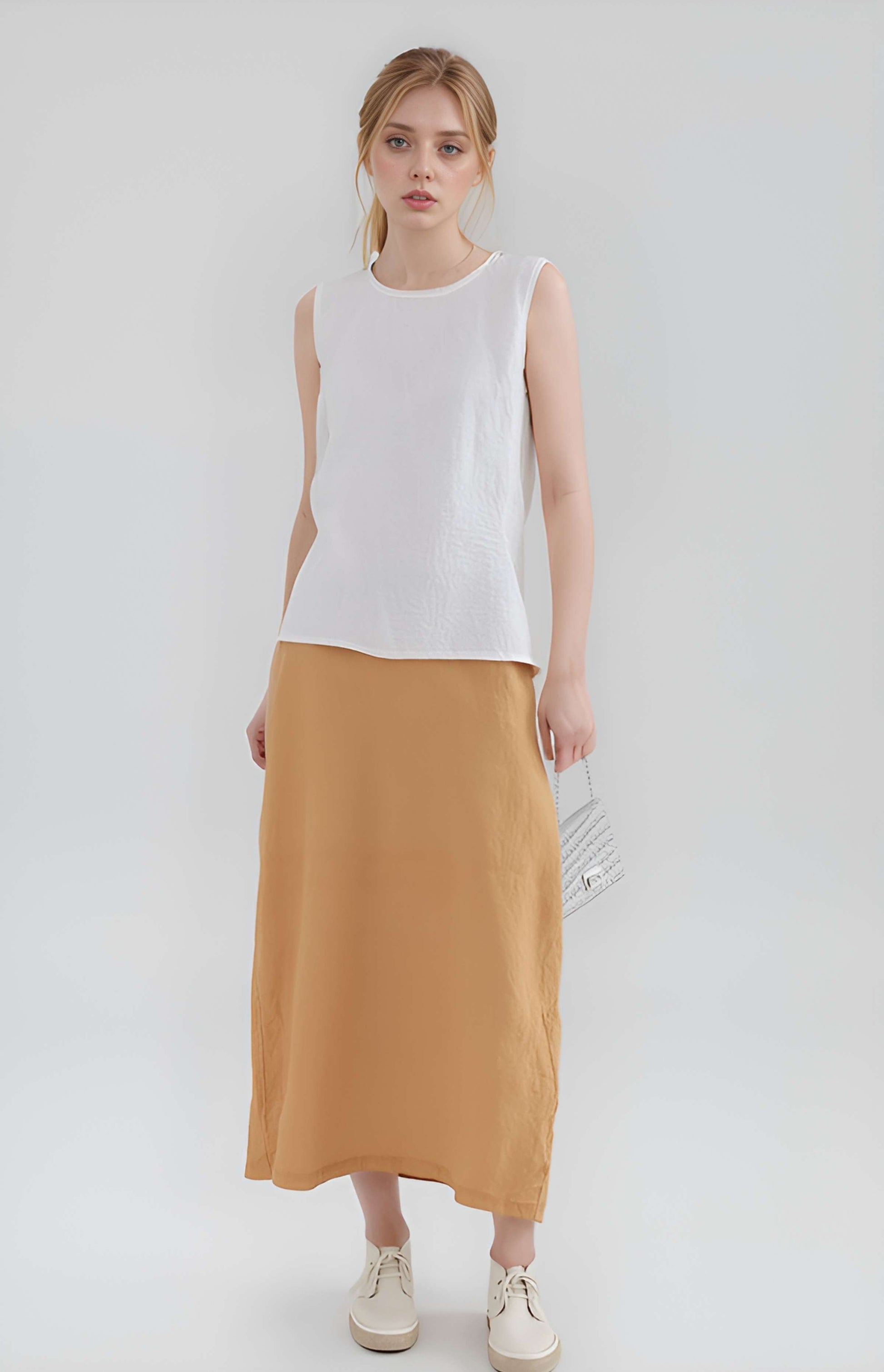Long High Waist Linen Maxi Skirt REYKJAVIK Flowy