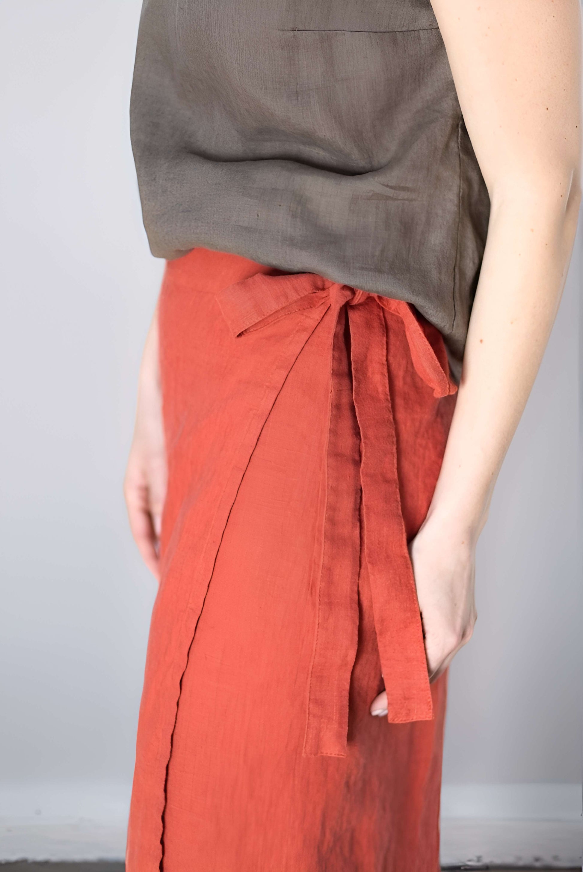 Long Wrap Linen Maxi Skirt ROUEN High Waist Flowy
