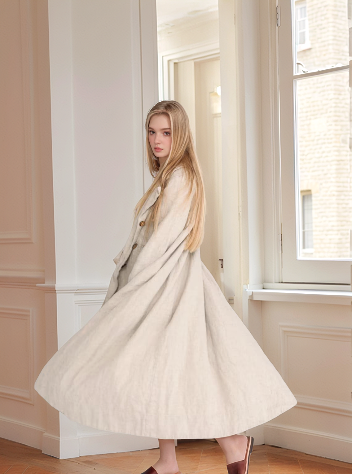 Loose Linen Blazer LILLE with Pockets Plus Size