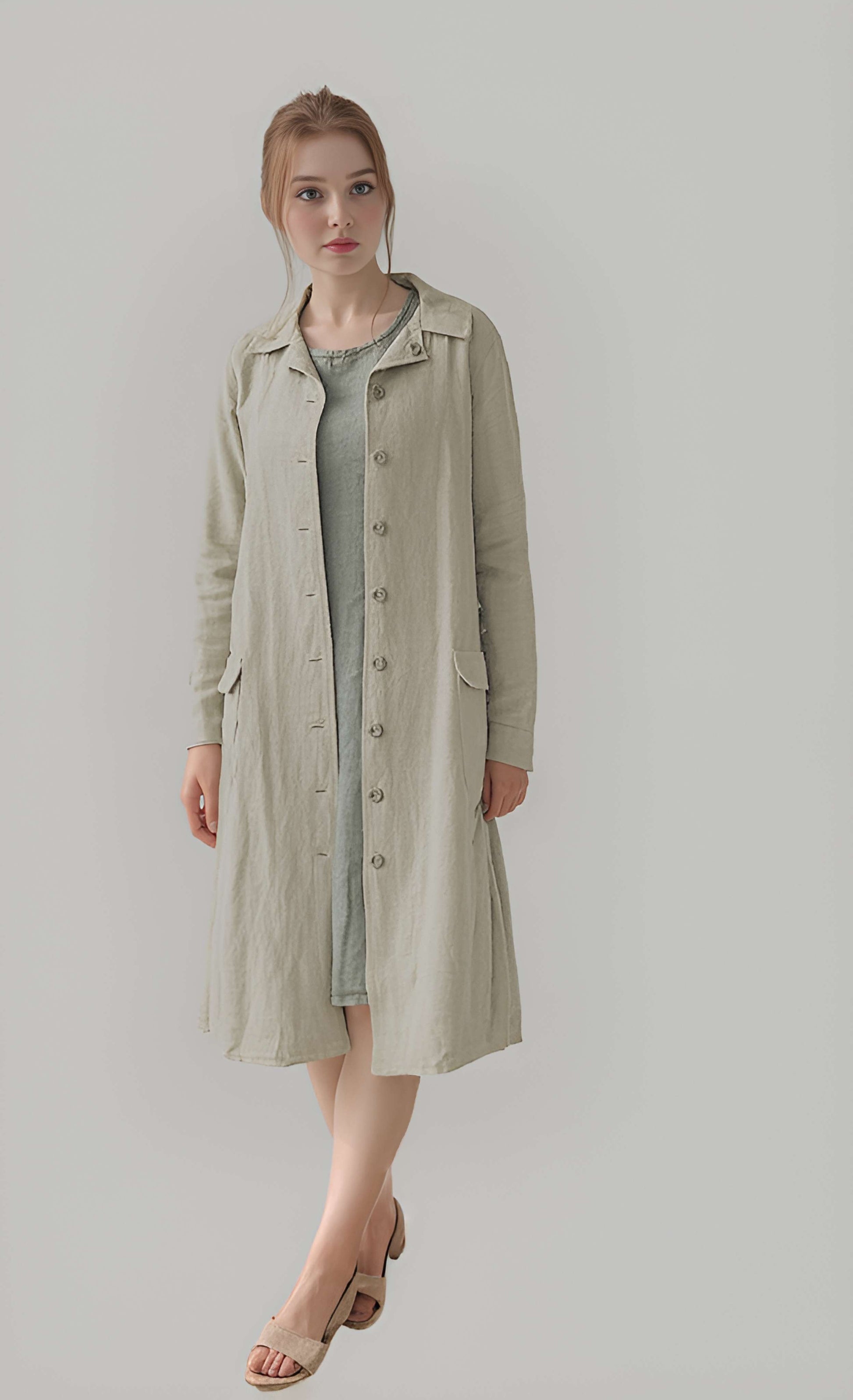 Minimal Linen Overcoat RENNES Vintage