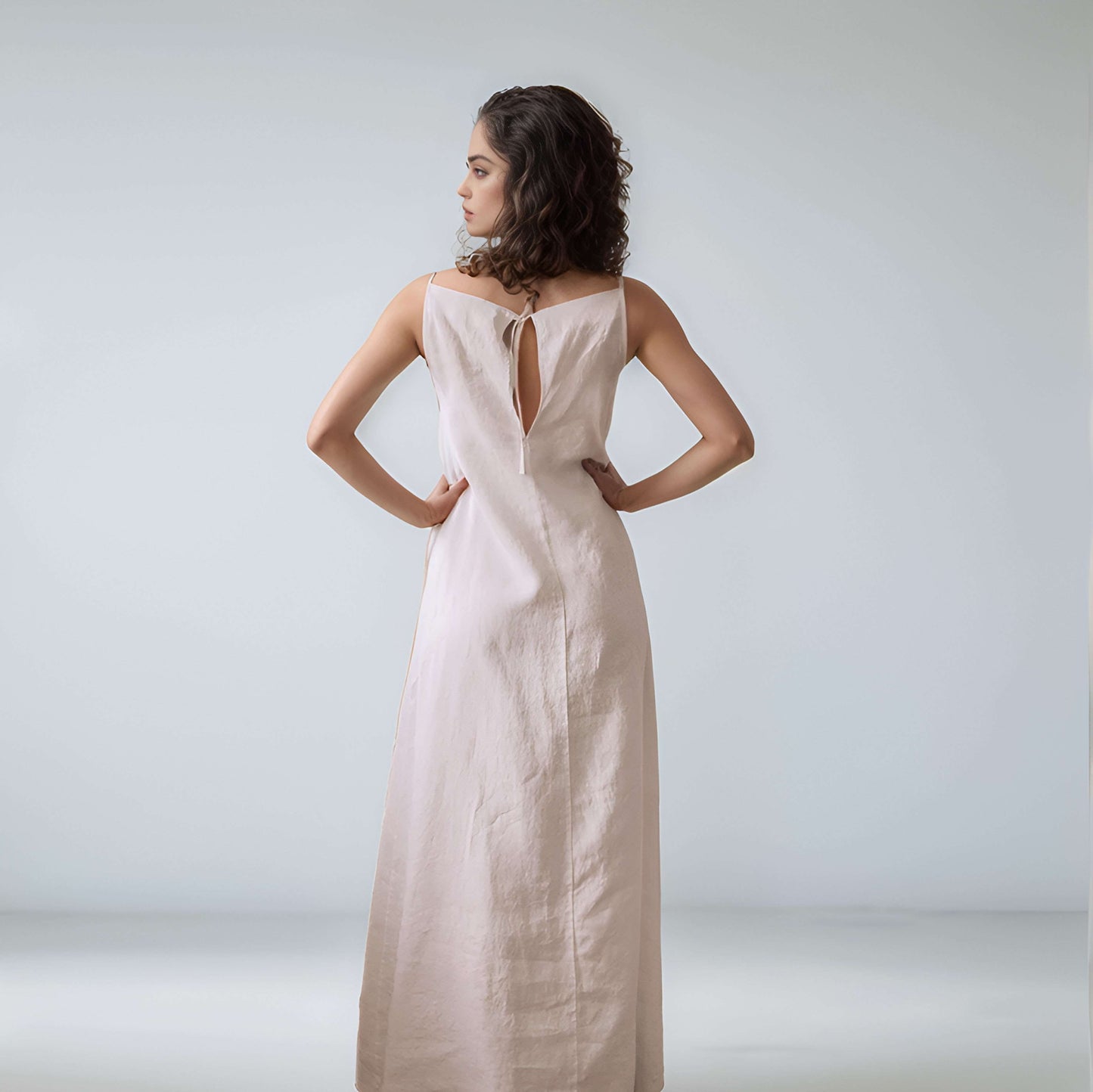 Minimalist Open Back Linen Maxi Dress CHAMONIX