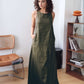 Minimalist Open Back Linen Maxi Dress CHAMONIX