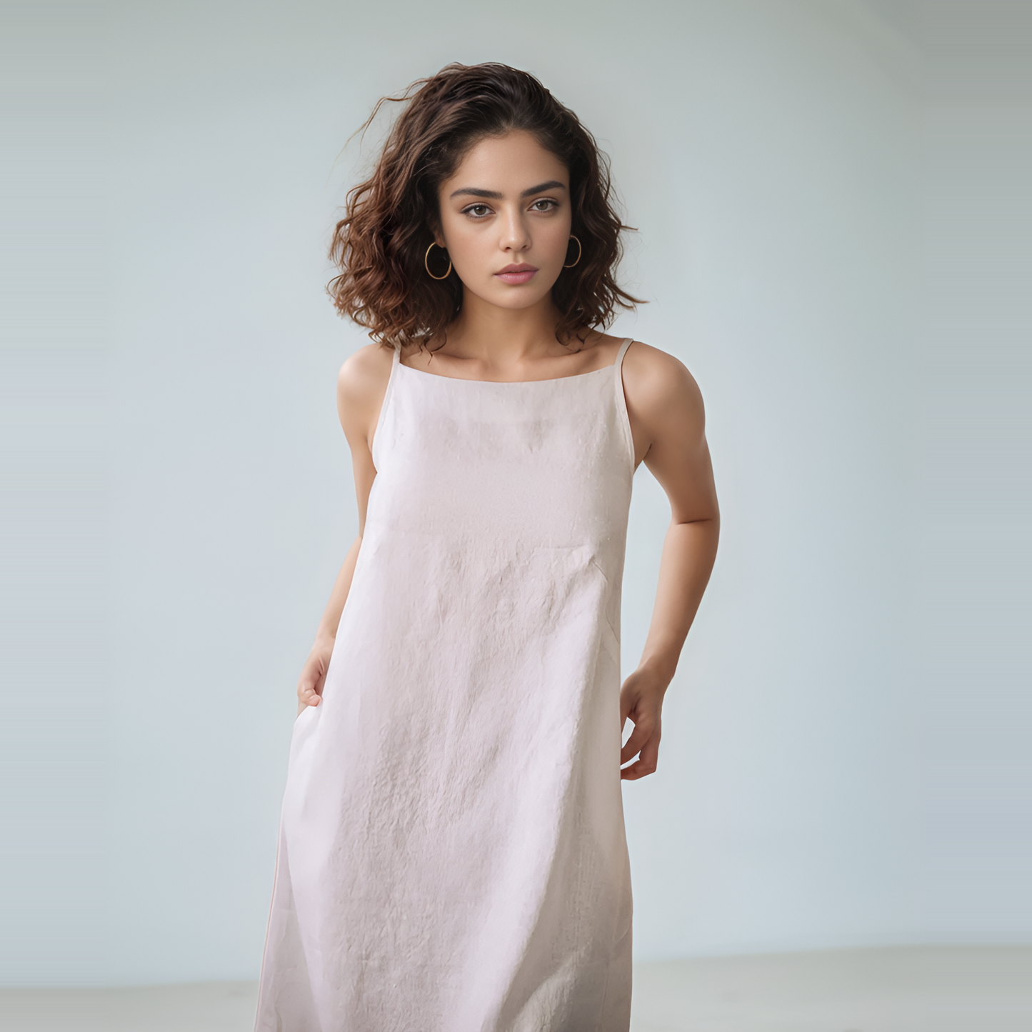 Minimalist Open Back Linen Maxi Dress CHAMONIX