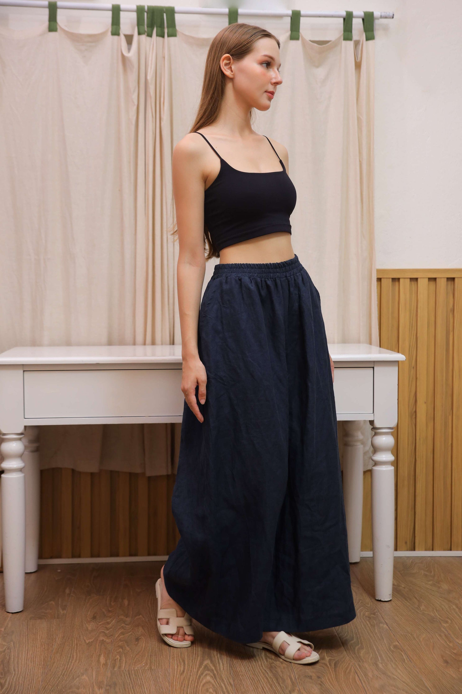 Minimalist Wide Leg Linen Palazzo Pants BANFF for Women