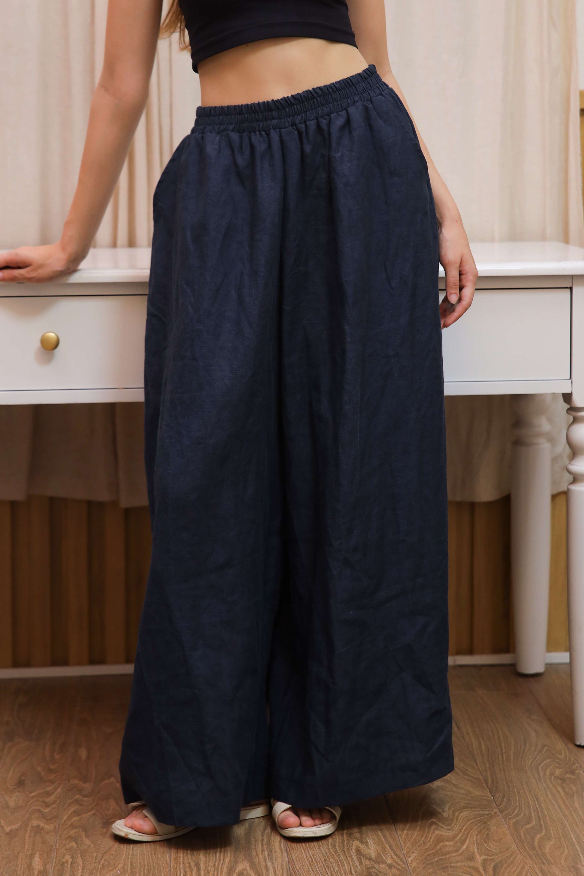 Minimalist Wide Leg Linen Palazzo Pants BANFF for Women