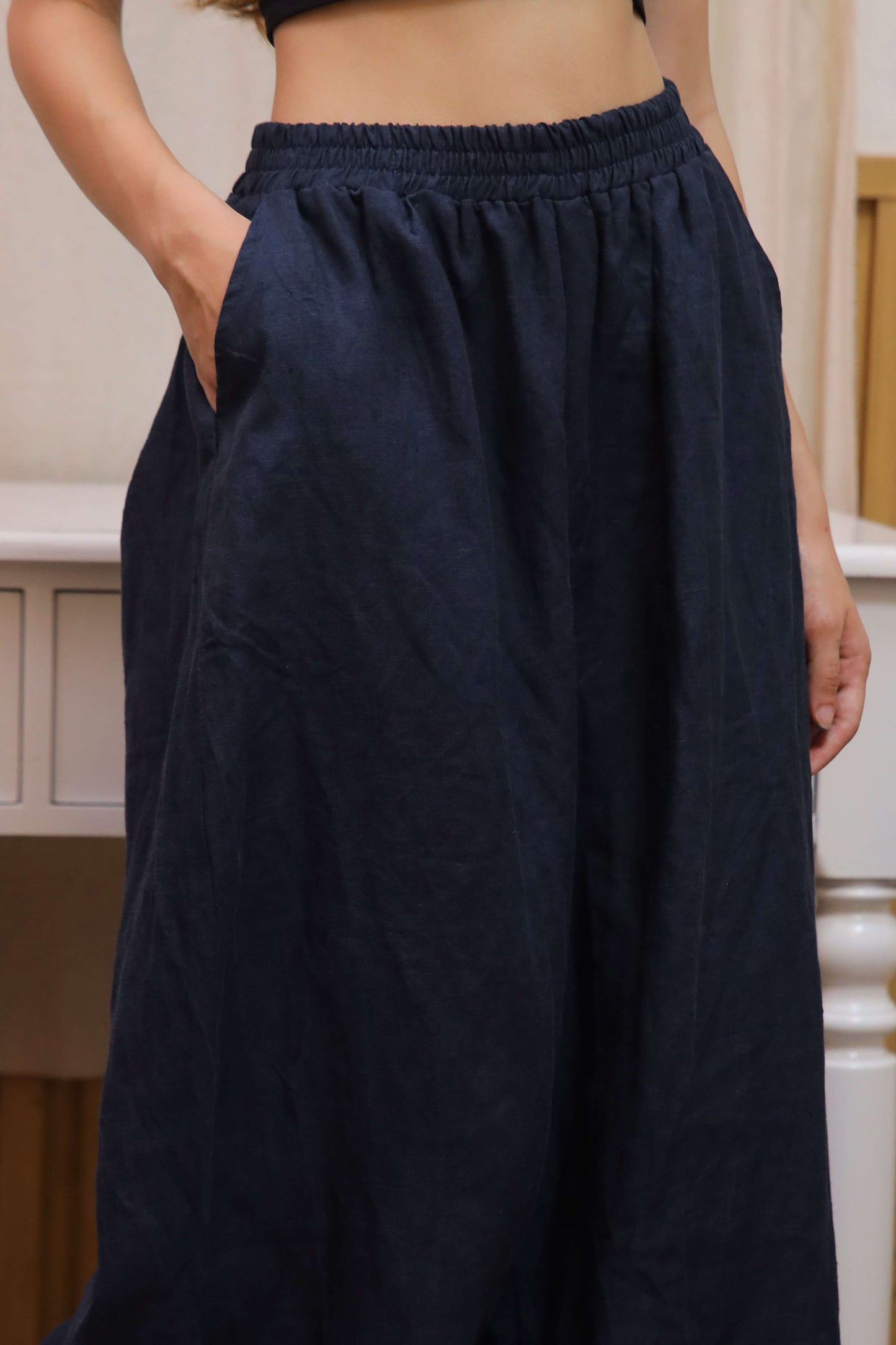 Minimalist Wide Leg Linen Palazzo Pants BANFF for Women