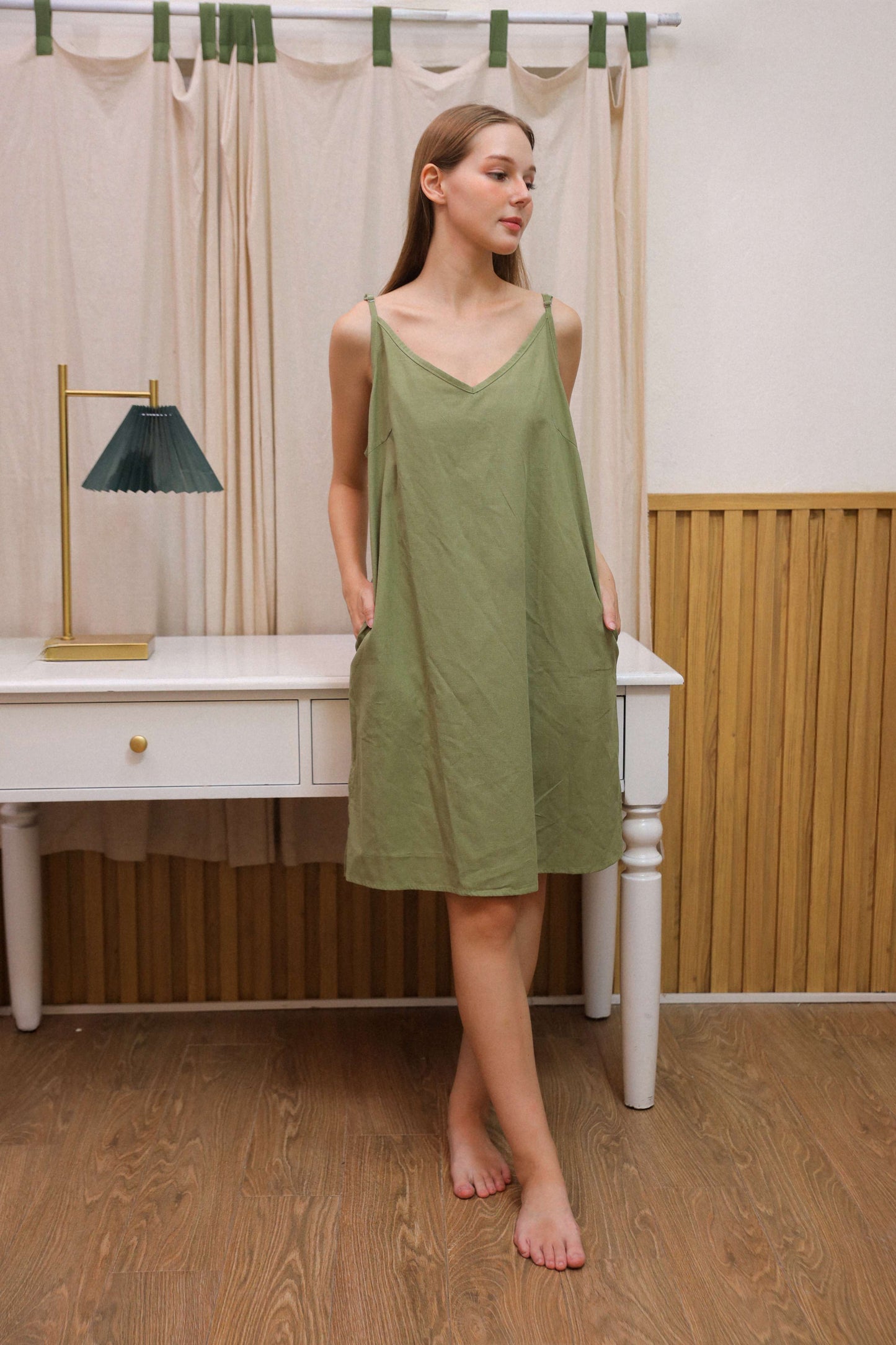 Minimalist Linen Cami Slip Dress TROYES for Summer