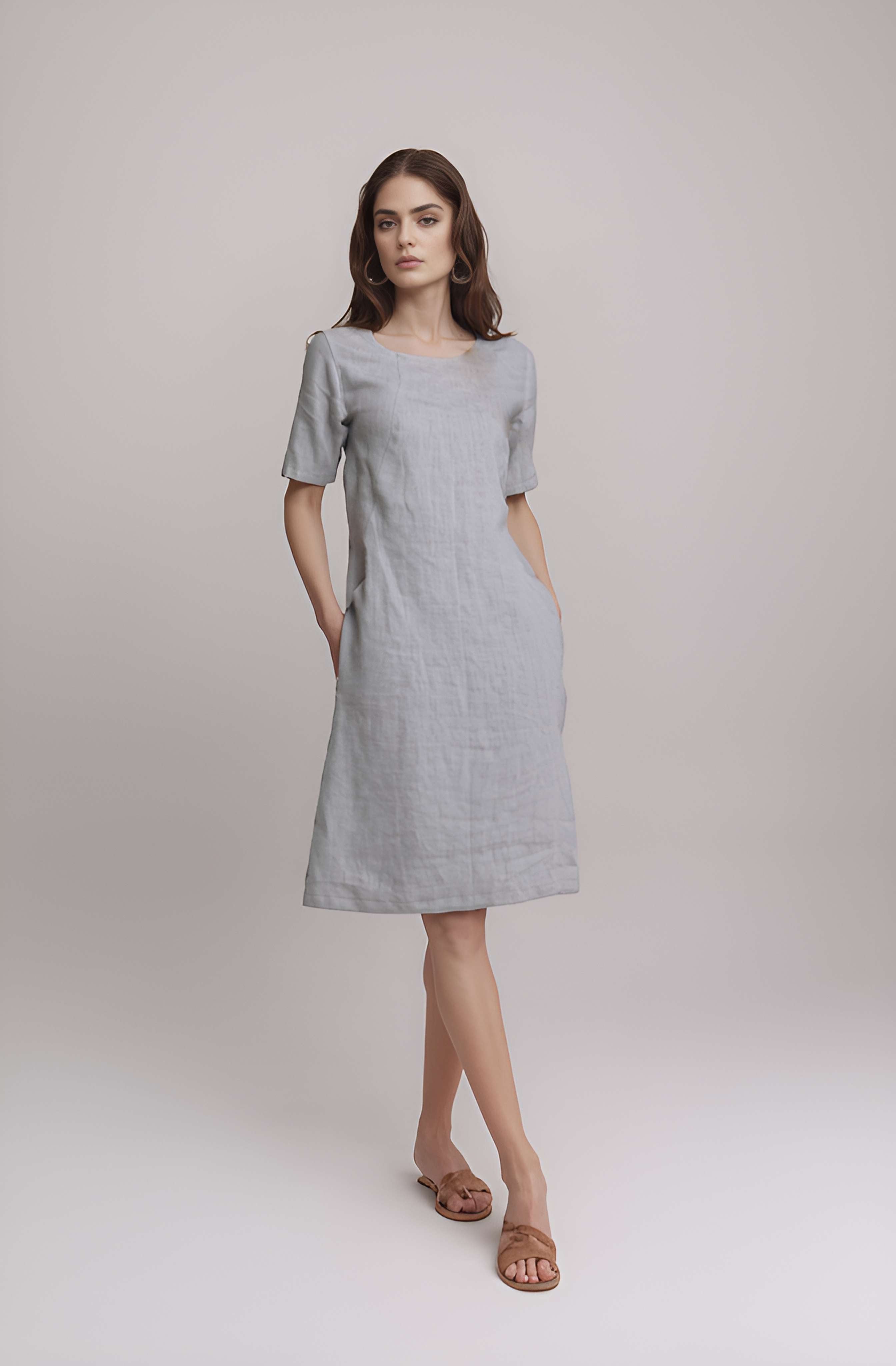 Minimalist Linen Midi Dress BANFF