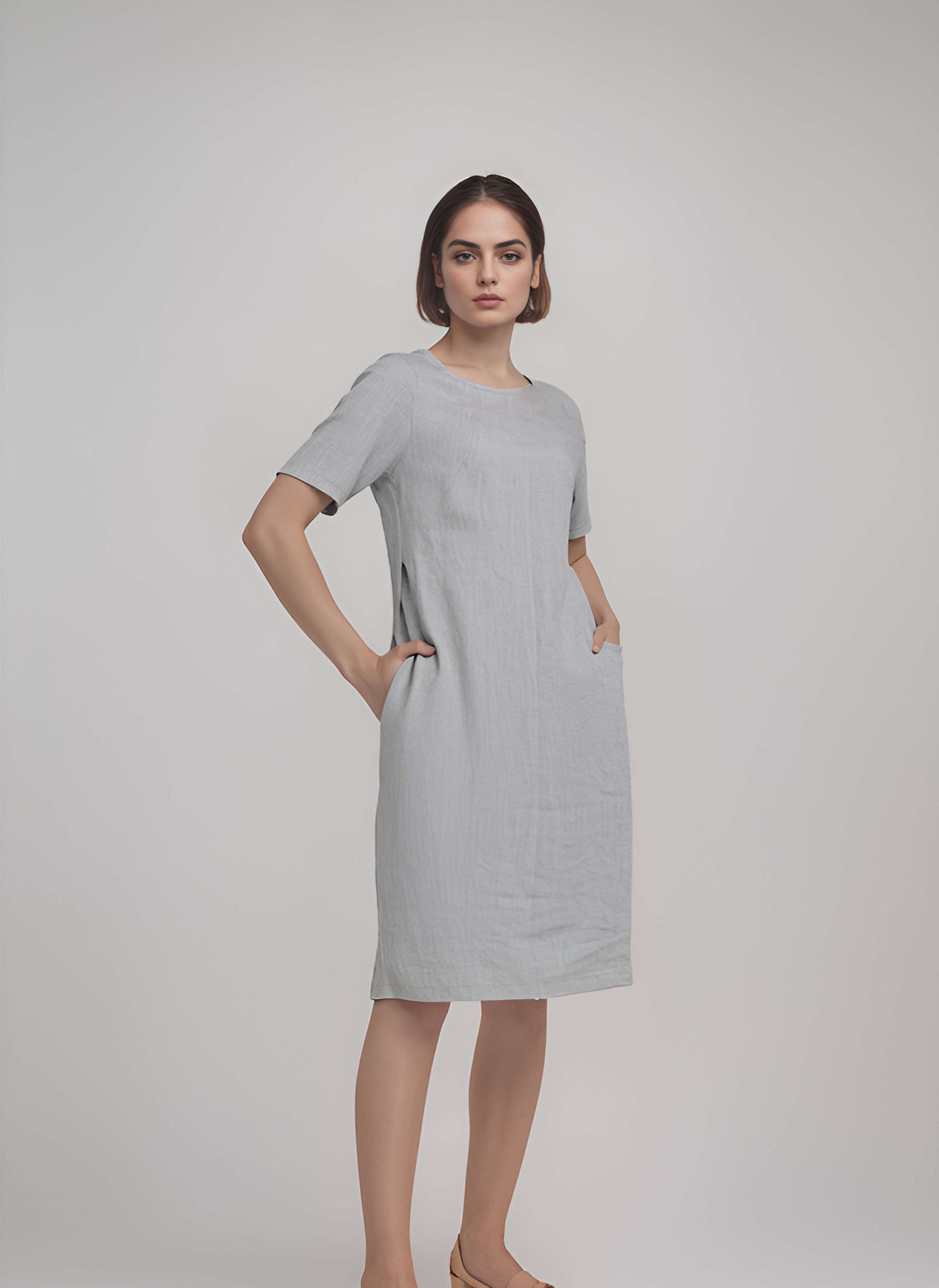 Minimalist Linen Midi Dress BANFF