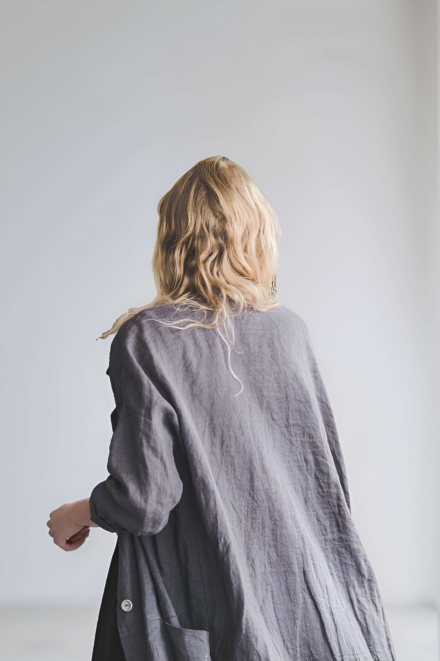 Oversized Linen Blazer BANFF with Pockets Plus Size
