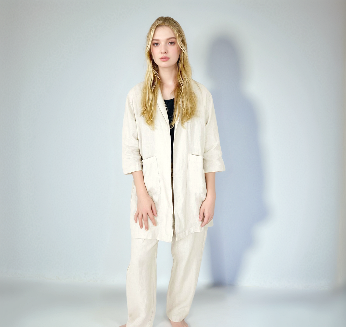 Oversized Linen Summer Jacket ASPEN with Pockets