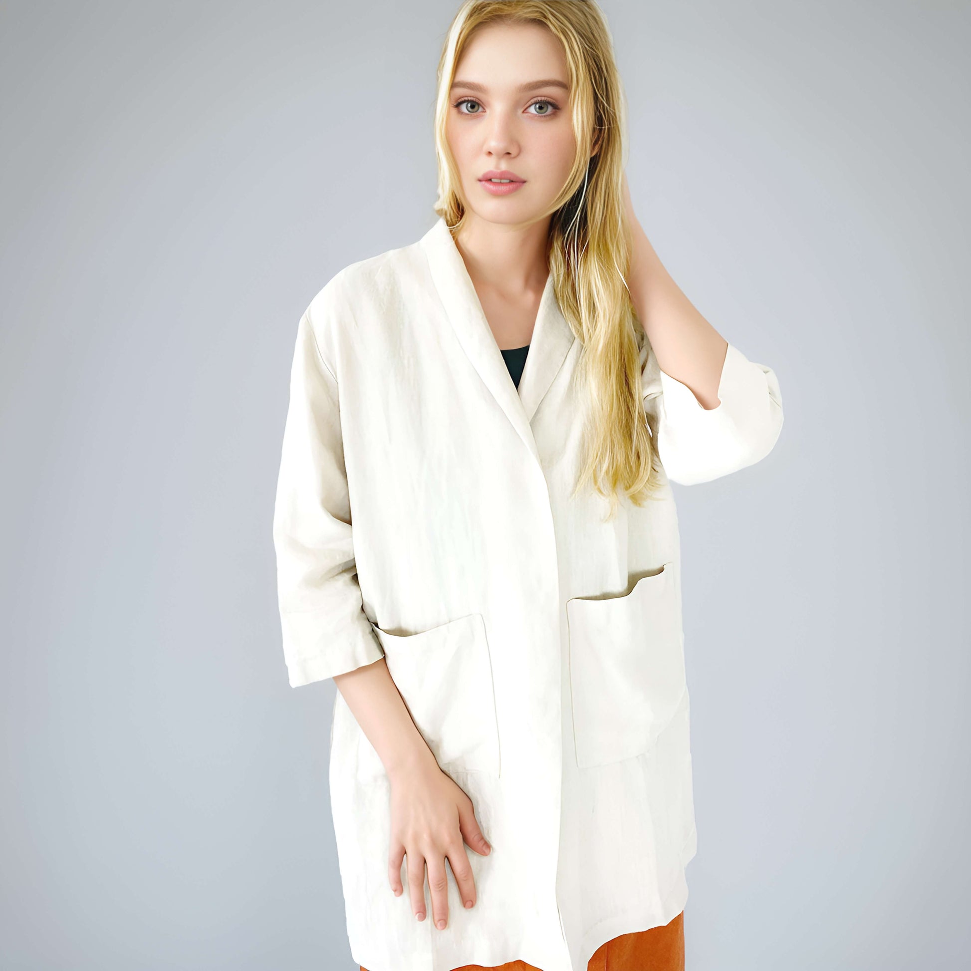 Oversized Linen Summer Jacket ASPEN with Pockets