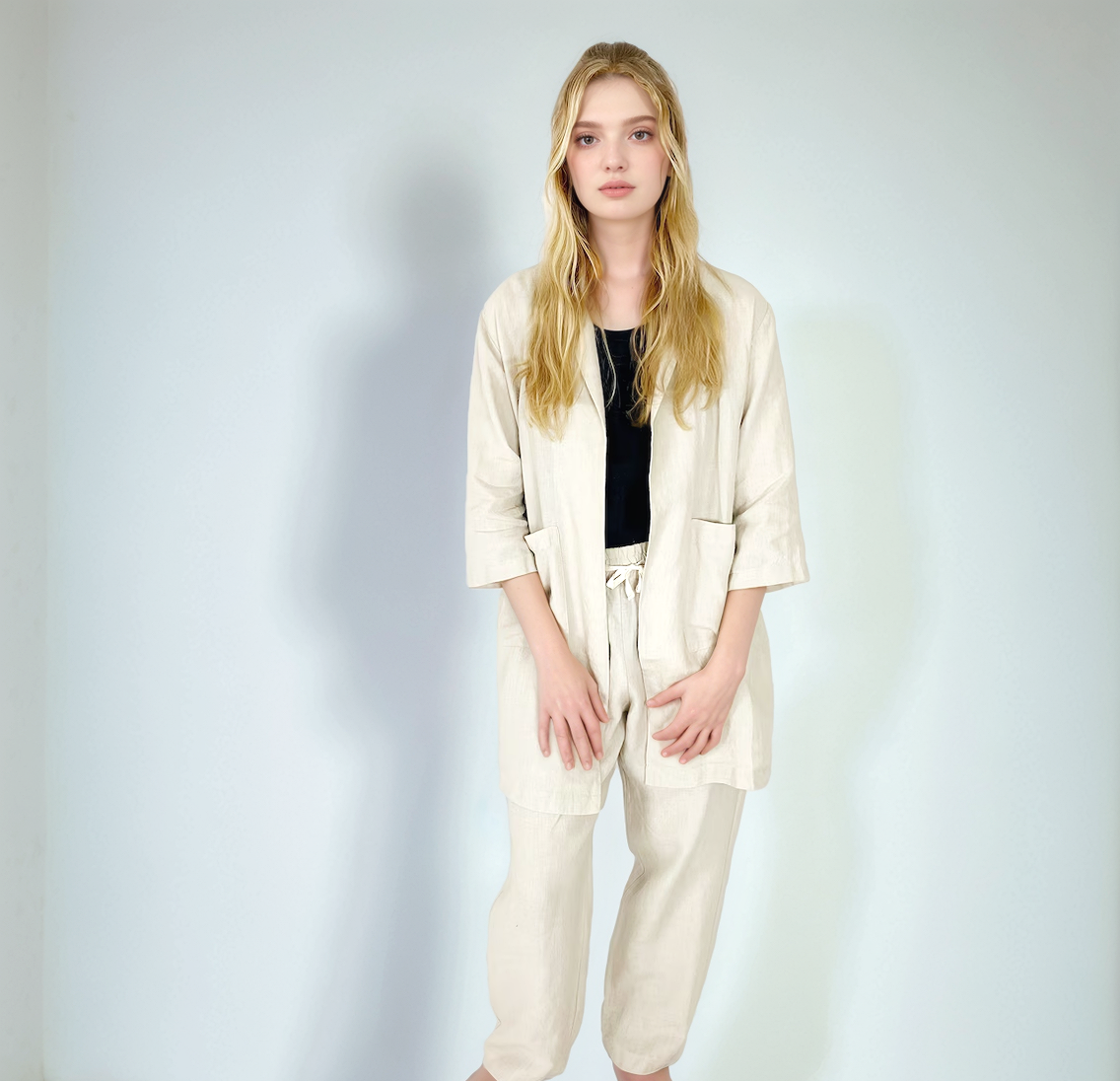 Oversized Linen Summer Jacket ASPEN with Pockets