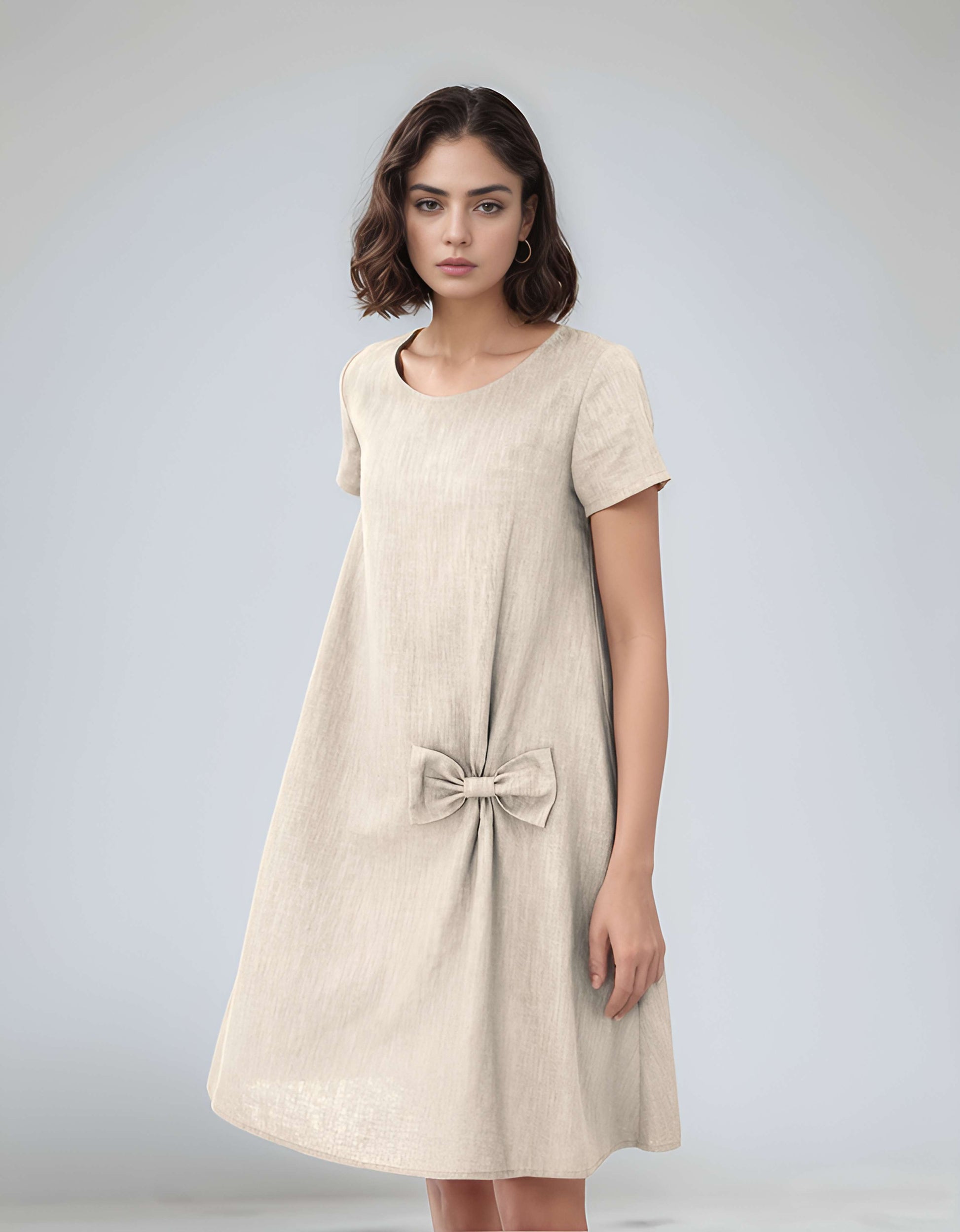 Petite Bow Detail Linen Dress TOULON for Vacation