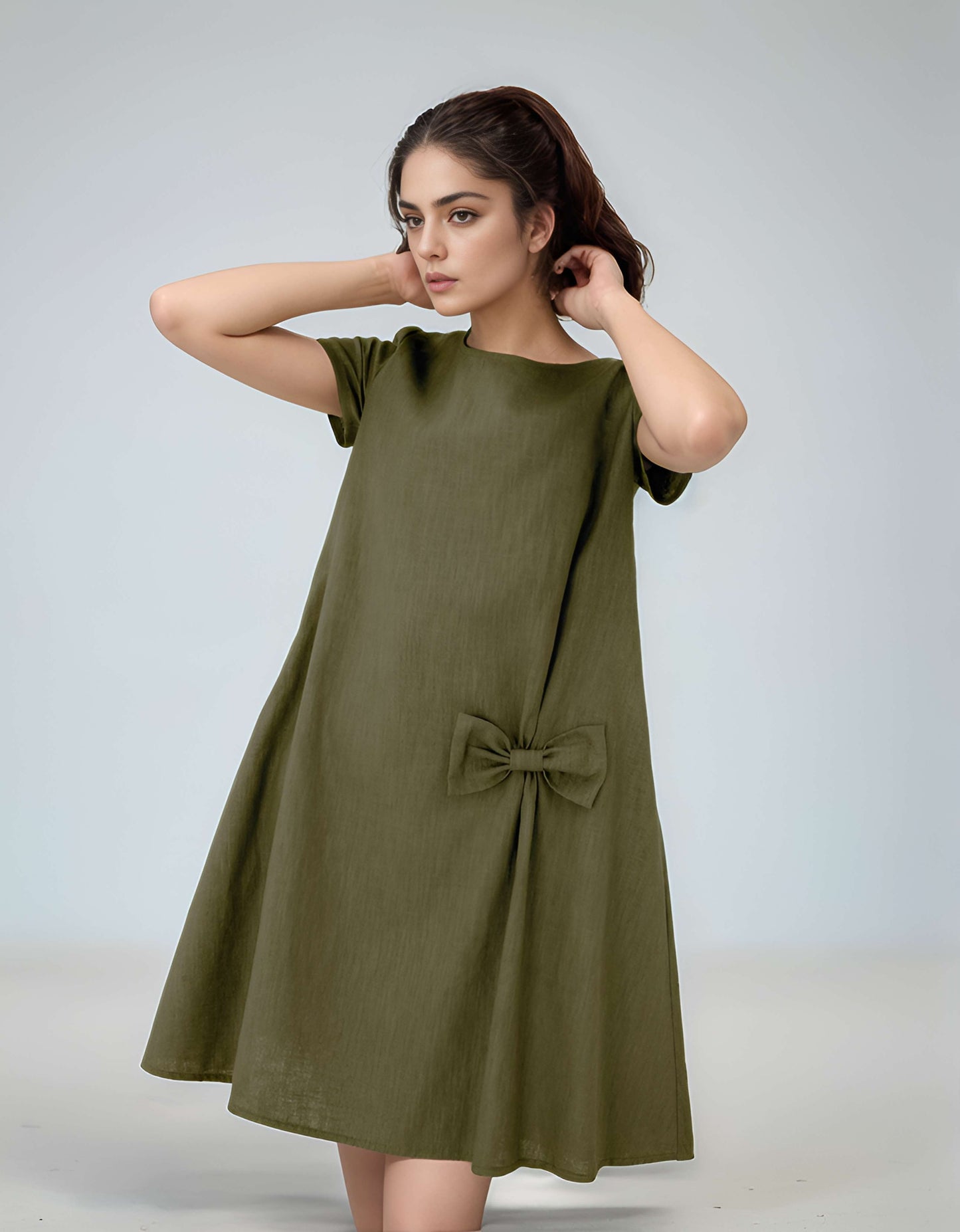 Petite Bow Detail Linen Dress TOULON for Vacation