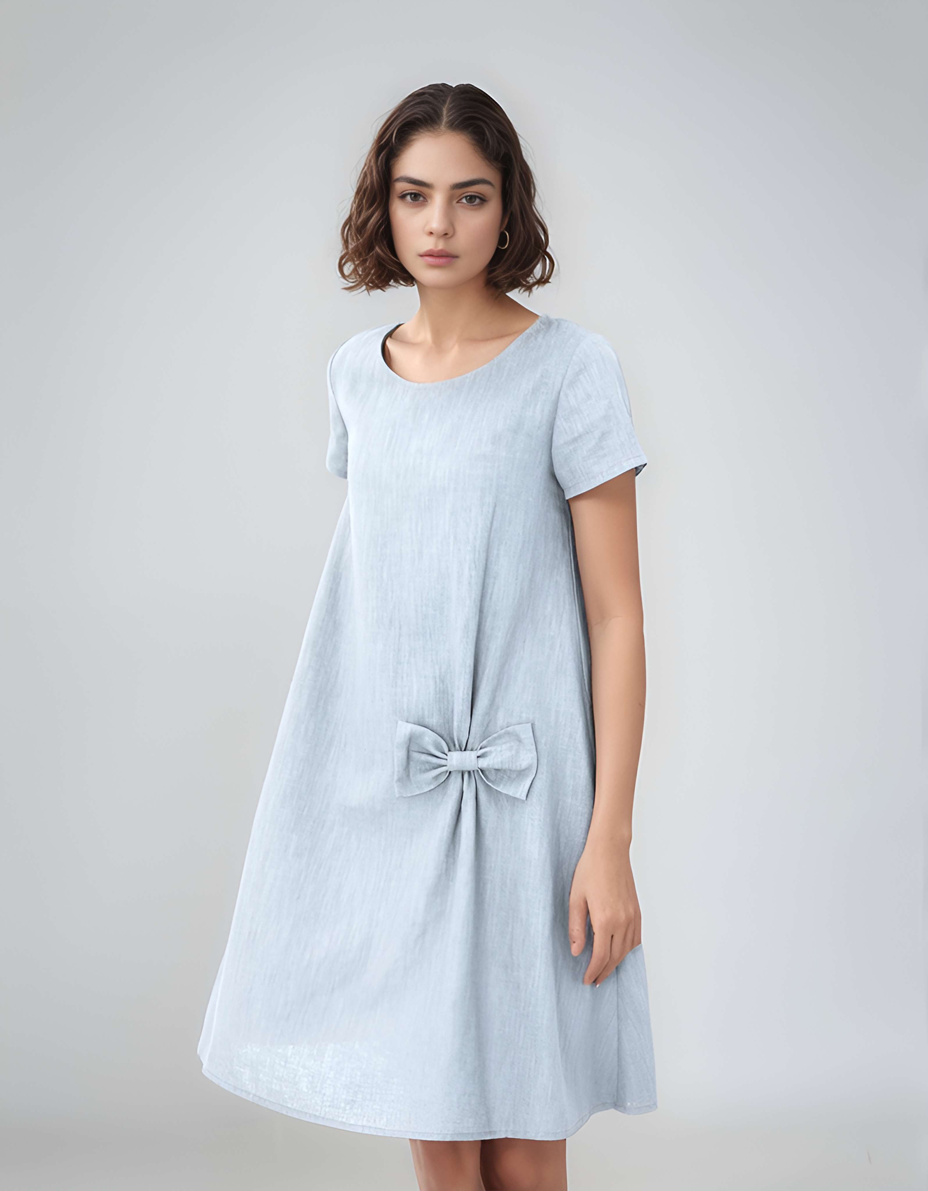 Petite Bow Detail Linen Dress TOULON for Vacation