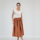 Pleated Linen Midi Skirt ANNECY with Pockets