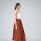 Pleated Linen Midi Skirt ANNECY with Pockets