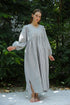 Puff Sleeve Linen Boho Dress BRUGES Ankle Length