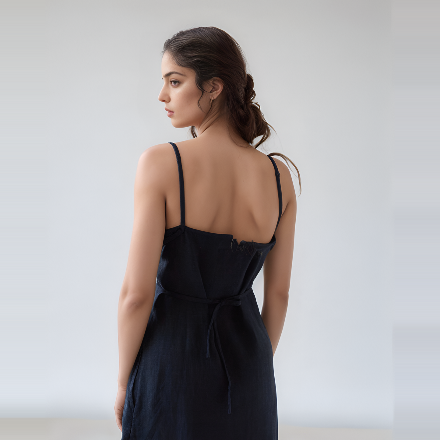 Resort Linen Slip Dress LYON with Side Slit