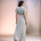 Short Sleeve V-Neck Linen Dress BLOIS with Belt