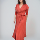 Short Sleeve Linen Wrap Dress ROUEN Pockets Loose